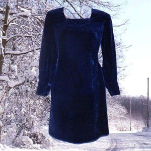 1960s vintage mod blue velvet mini dress size small xs